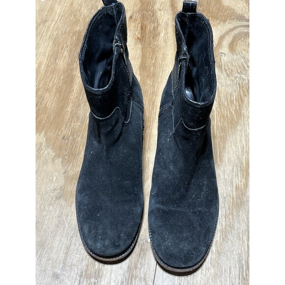 Tory Burch Tory Burch Black Suede 'Alaina' Logo Ankle Boots Women 9M Zip - Picture 3 of 13